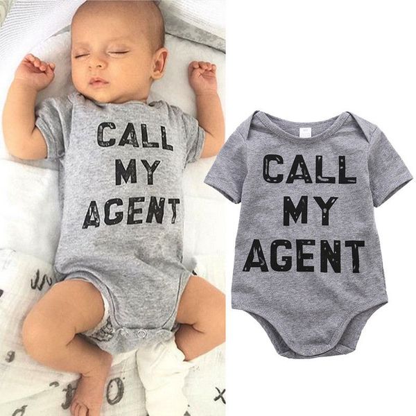 

Cotton Newborn bodysuit Baby Girl Boy Clothing fashion Romper funny call me agent letter print kids Jumpsuit Playsuit Outfit free shipping