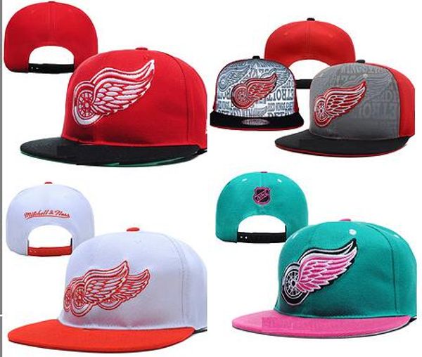 

Оптовая мужская Красная кость Snapback шляпы команда логотип вышивка Спорт регулируемая Хоккей на льду шапки хип-хоп плоский козырек Детроид шляпа Бесплатная доставка