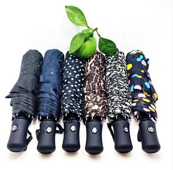 

wholesale 2016 new fully-automatic aluminium alloy fiberglass strong frame three folding compact big rain umbrella