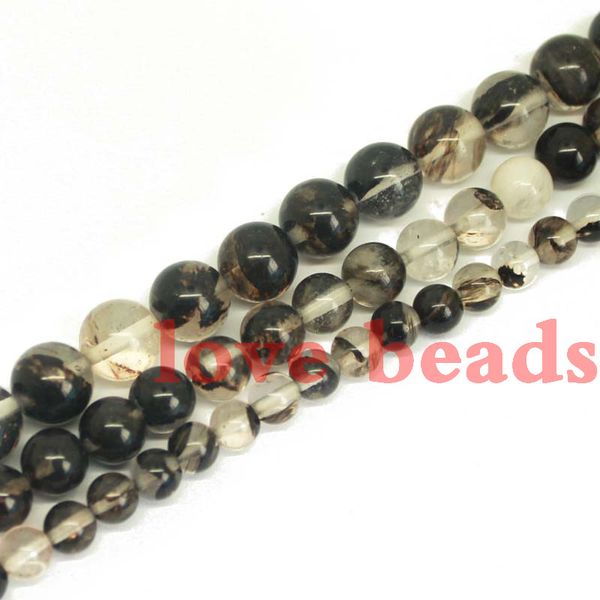 

fashion natural stone black&white quartz round loose beads 6.8.10mm strand 15" for making diy bracelet -f00257 jewelry making