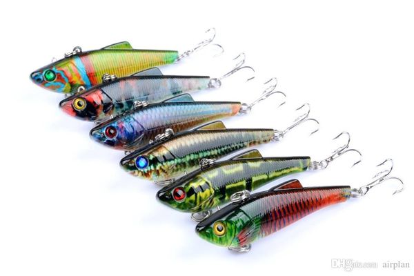 

6pcs of bionic vib fishing lure artificial bait wobbler 7cm, 9g fake lure swimbaits pesca fishing tackle hooks