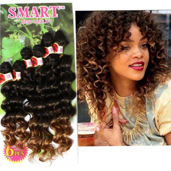 Kinky Curly Hair Syntehtic Weave High Temperature Fiber Ombre Hair