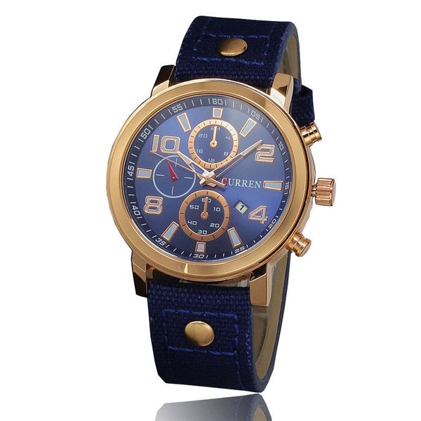 

CURREN 8199 Canvas belt watchband fashion outdoors motion Men's Watch False three eyes Watches calendar Quartz watch
