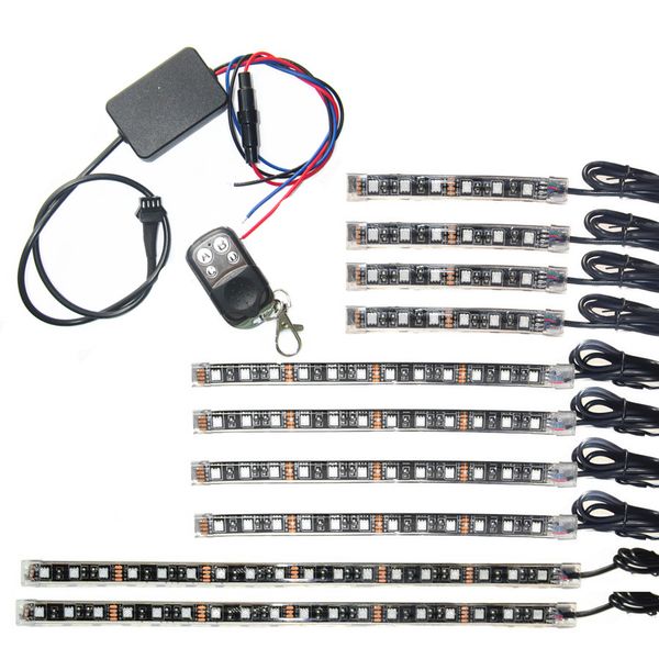 

music control 3 sizes 10 led strips 18 color rgb led knight rider effect light kit for motorcycle bike led lighitng
