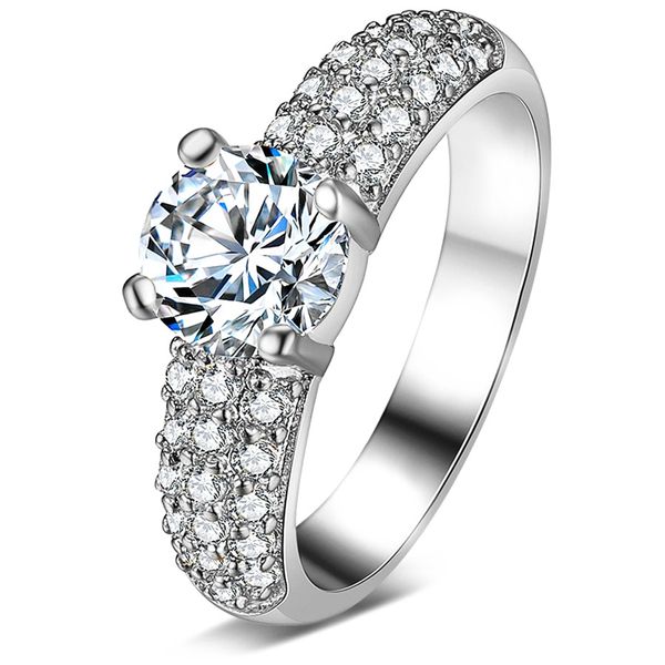 

solitaire ring 18k white gold filled solitaire womens ring size 7, Slivery;golden
