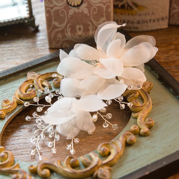 

beijia Elegant Flower Crystal Hair Clip Bridal Comb Accessories Silver Wedding Hair Jewelry Handmade Women Headpiece