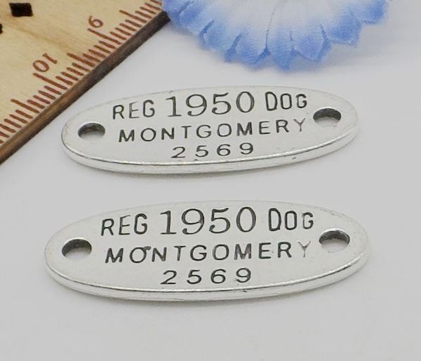 Liberi la nave 100pcs d'argento antico lettera connettori fai da te pendente di fascini per monili che fanno 33x13mm