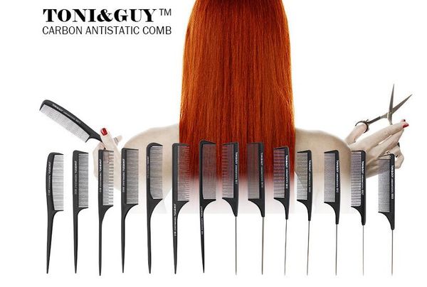 

black tony & guy hairdressing comb haircut comb hair comb 12 pcs each style antistatic cutting comb comb hair tail hair care & styling combs, Silver