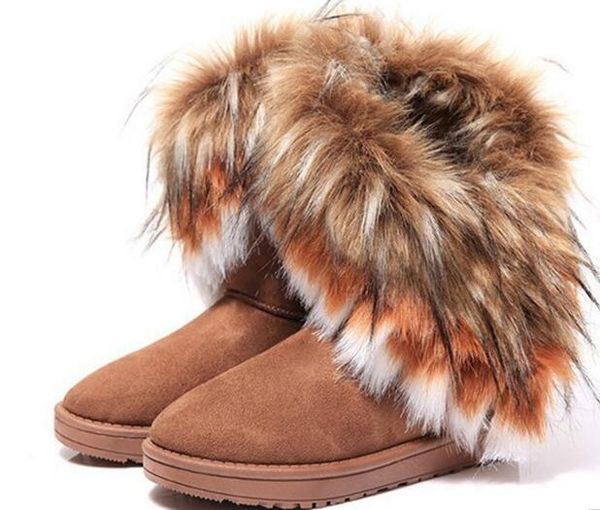 

Мода лиса мех теплая осень зима клинья снег женщины сапоги обувь GenuineI Mitation Lady короткие сапоги повседневная длинные снегоступы размер 36-40