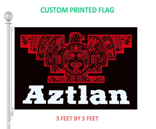 

large aztlan flag 100d polyester decorative banner w/ two grommets, 3x5 feet