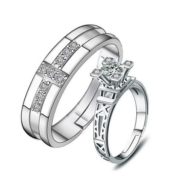 

925 посеребренные кольца ювелирные изделия обручальное эйфелева башня крест циркон свадебные любители пара кольца для женщин мужчины jz003, Silver