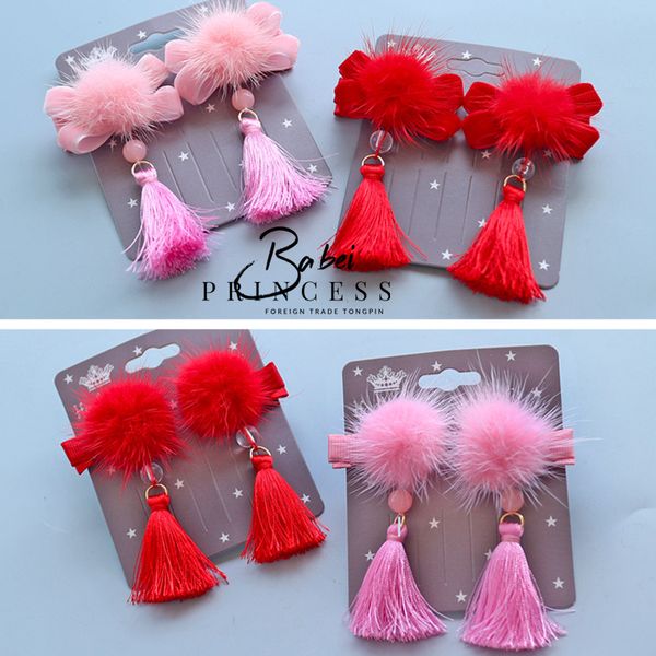 Chinese Style New Year Hairbands Solid Hair Bows Kid Girls