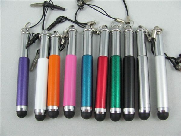 500pcs / lot atacado tela retrátil Stylus Pen Toque Pens Para capacitiva para o telefone móvel