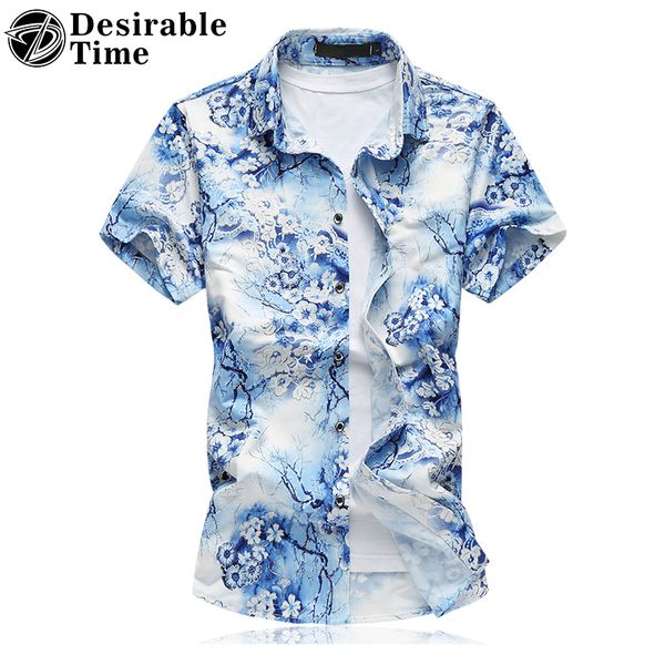 

wholesale- 2017 summer style mens short sleeve shirts big sizes 6xl 7xl shiny gold mens hawaiian floral shirt dt483, White;black