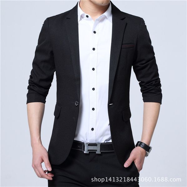 

wholesale- 2017 selling new brand clothing spring one button men blazer slim fit costume homme suit jacket masculine blazer 5 color, White;black