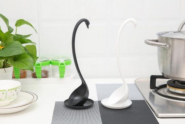 

новое прибытие творческий лебедь суп ложка длинная ручка каша монстр ложки с подносом кухня инструменты для приготовления пищи посуда