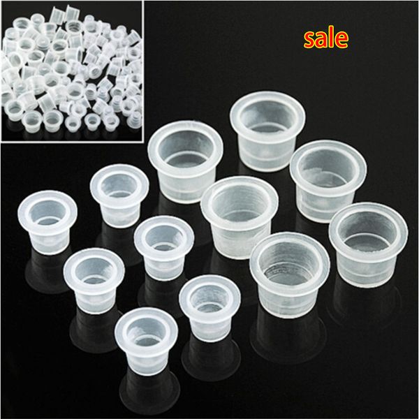 

wholesale 200 pcs/lot tattoo ink caps plastic cups tattoo supplies medium/small 16mm/12mm 100pcs small size + 100pcs medium size