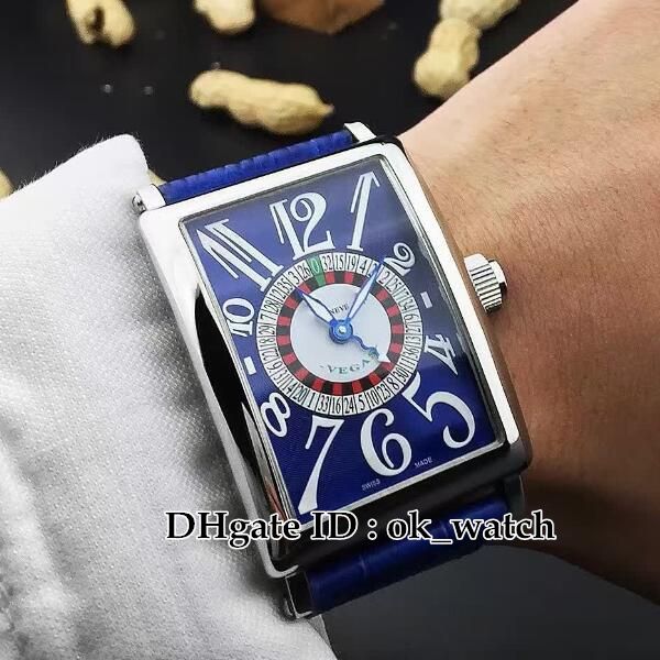 

sellingnew vegas long island 1300 vegas 1p automatic mens watches blue dial gents business wristwatches blue leather strap, Slivery;brown