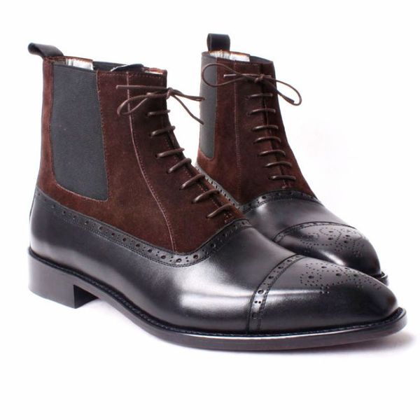 Acquista Stivali Da Uomo Scarpe Fatte A Mano Personalizzate Pelle Di Vitello Naturale Design Semi Brogue Colore Nero Marrone Stivali Moda HD B024 A Acquista Stivali Da Uomo Scarpe Fatte A Mano Personalizzate Pelle Di Vitello Naturale Design Semi Brogue Colore Nero Marrone Stivali Moda HD B024 A