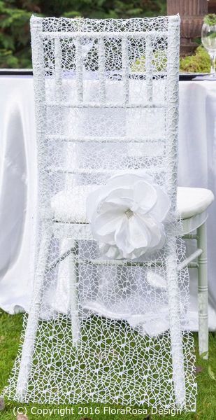 2016 Weiß Spitze Hochzeit Stuhl Schärpen Vintage Romantische 3D Blume Stuhlhussen Blumen Hochzeit Liefert Luxuriöse Hochzeit Zubehör
