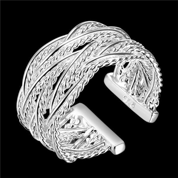 

small mesh sterling silver plated ring gr023,women's 925 silver rrings band rings