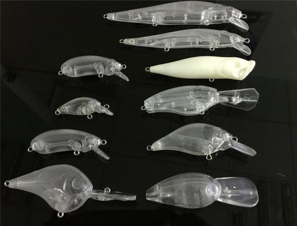 

mix 10 styles set unpainted crankbait fishing lure body blank lures artificial embryo hard baits fly fishing baits