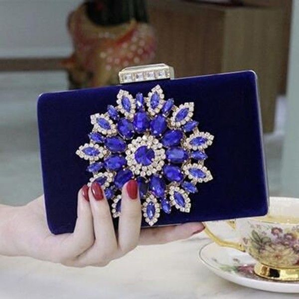 

2016 lady royal blue evening bags party dress handbags sparkly crystas beaded shoulder bags clutch amazing bridal wedding mini purse