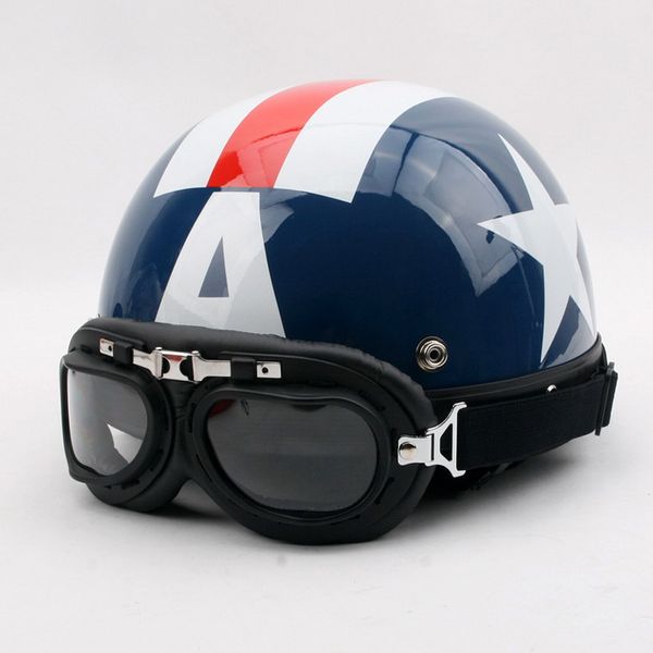 

2016 New Captain America cartoon electric bicycle motorcycle helmet winter Harley style helmet ABS summer half face helmet Four Seasons