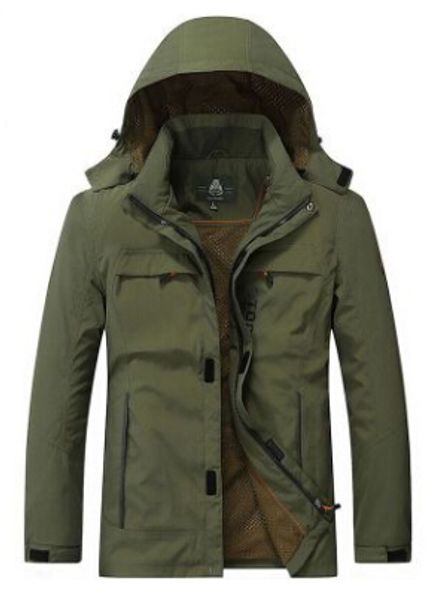 

Autumn Coats Windproof Detachable Hood Parka Casual Jacket Men Bomber Jacket Men Army Green Zipper Coat Clothing