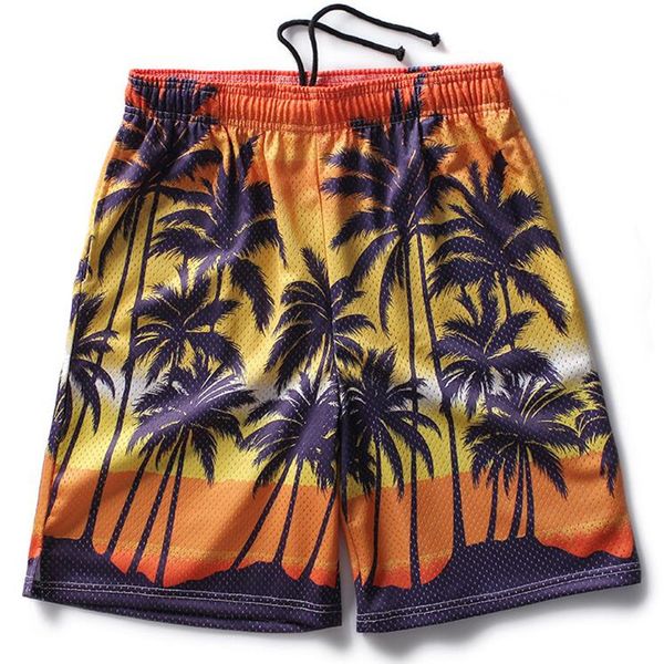 

wholesale-summer quick dry men shorts casual clothing hole breathable coconut trees swimwears beach shorts men's surf board shorts