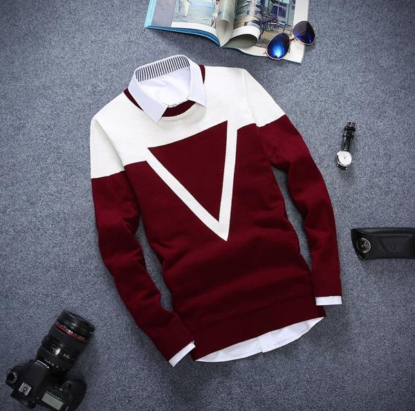 

new autumn and winter fashion mens casual sweater pullover round neck long-sleeved sweater jacket slim men's jackets, White;black