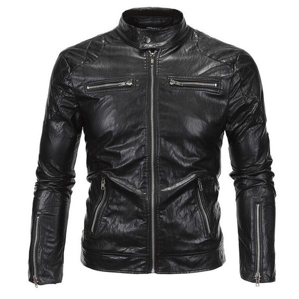 

wholesale- 2017 new arrivals david beckham same stye real leather jacket big size 5xl men vintage fashion motorcycle jacket a3079, Black;brown