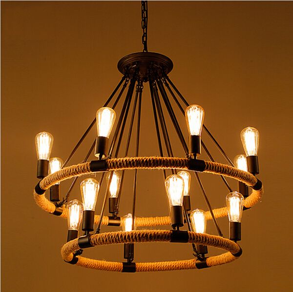 

2016 оригинальный винтаж веревка промышленный стиль свет ретро лампы эдисона лампы e27 плетеные подвесные железные фонари бар отель светильн