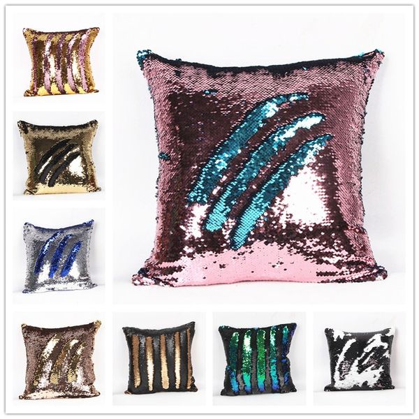 

fashion sequins cushion cover pillow slip mermaid pillow case cover home sofa car dÃ©cor magic pillow cover 14 colors 40*40cm b0867