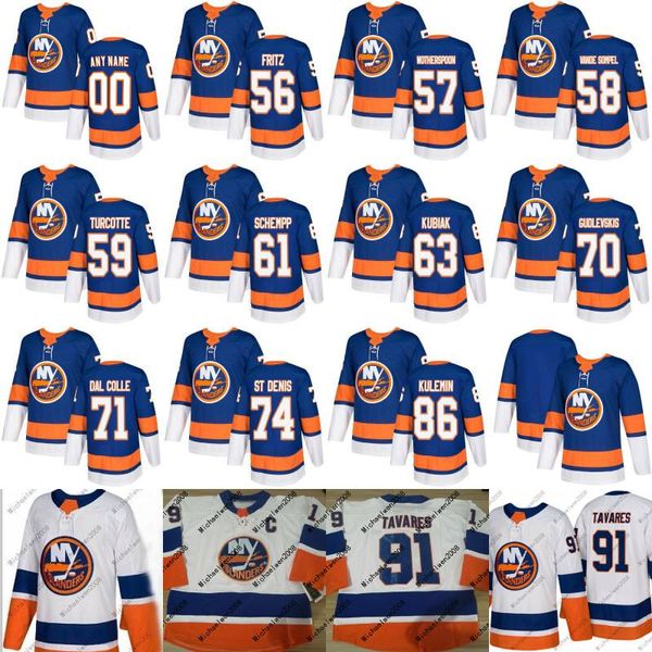 

2017-2018 Season New York Islanders Jersey Blank 56 Tanner Fritz 57 Parker Wotherspoon 58 Mitch Vande Sompel Custom Hockey Jerseys