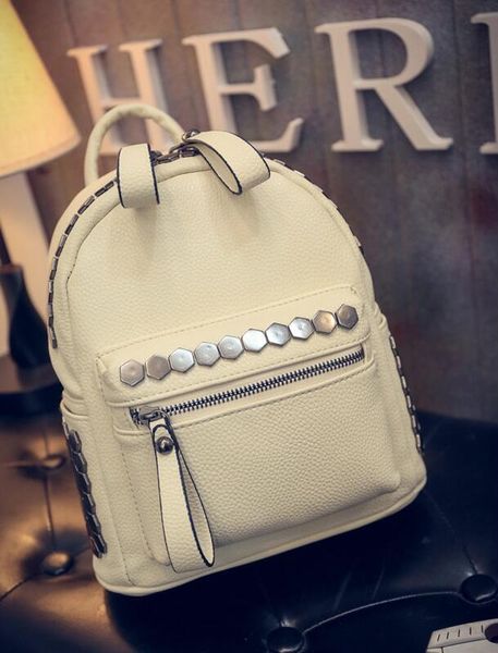 

2016 the new korean version simple and stylish rivet backpack female college wind leisure pu bag street fashion backpack