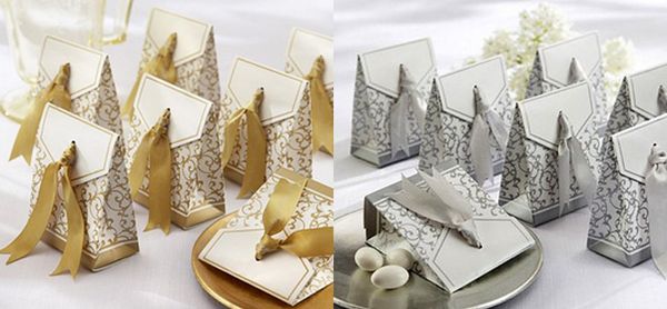 

fashion gold sliver favor holders for wedding bride designer wedding candy box boxes 50 pieces/lots