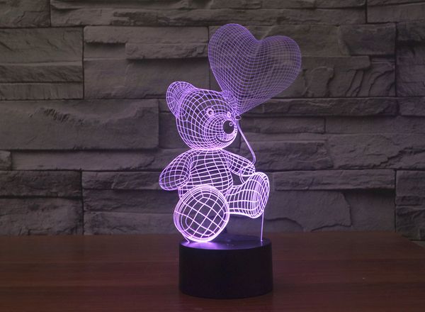 

2017 Медвежонок Новый стиль 3D Optical Night Light 9 светодиодов Night Light DC 5V завод оптовой