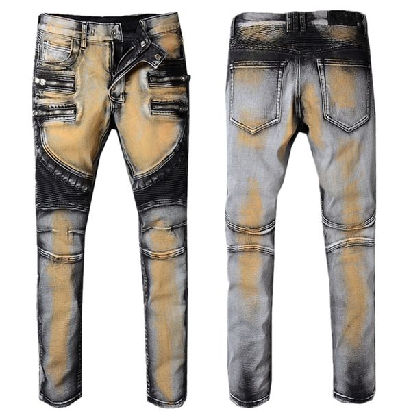 2018 mens distressed ripped biker jeans us size 28 42 slim fit 28 size jeans in us