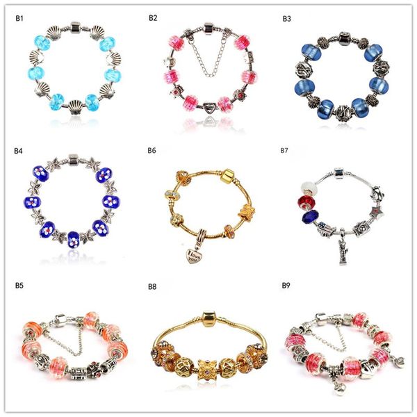 

сердце оболочки тибетского серебра стеклянные бусины браслет-оберег,горячие продажи мода женская diy европейский бисер браслет 6 шт. много с, Black