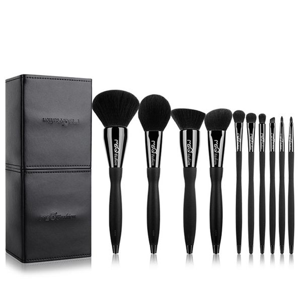 

msq black 10pcs makeup brushes set professional cosmetics eyebrow foundation shadows kabuki make up beauty tools kits +bag