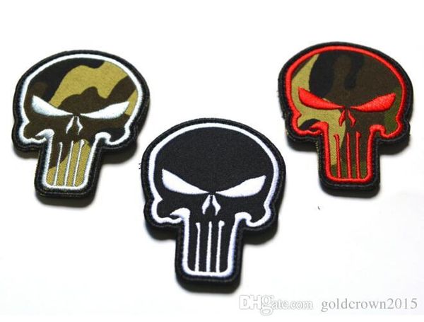 

2.2*3 inch 3D Embroidered Patch with magic tape the Punisher Skull COMBAT MORALE MILSPEC MILITARY AIRSOFT ISAF ACU sew on patch GPS-012