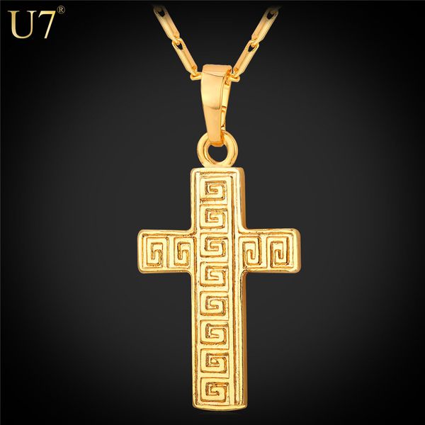 

unique New Gold Cross Pendant Fashion Jewelry Gift Vintage 18K Real Gold Plated G letter Pendant Necklace Women/ Men Jewelry P798