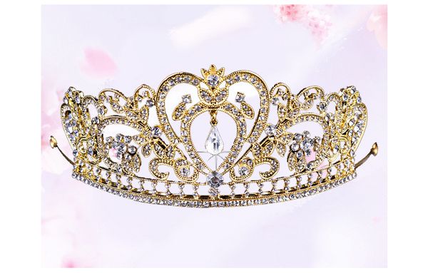 Imagem real feminino prata ouro cristal headpieces gota de água coroa tiaras hairwear casamento dama de honra festa nupcial jóias accessori274n