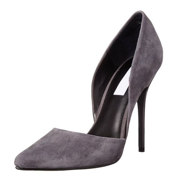 

karmran women handmade fashion 100mm high heel d'orsay suede pumps shoes for evening dressing party gray, Black
