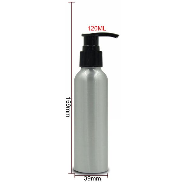 

120ml portable aluminum pump makeup bottle refillable empty lotion sprayer bottle travel cosmetic containers 10pcs/lot fz134