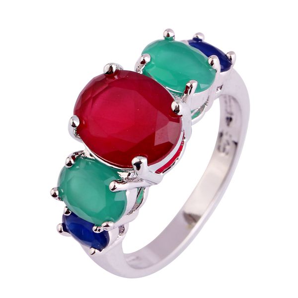 

fashion women rings ruby emerald 18k gold plated silver ring size 6 7 8 9 10 11 12 13 wholesale, Golden;silver