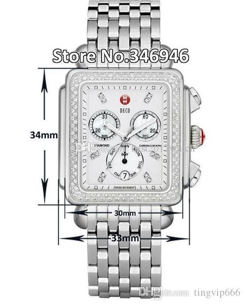 

free shipping Michele Signature DECO Diamonds MOP Diamond Dial Watch Women's MWW06P000099
