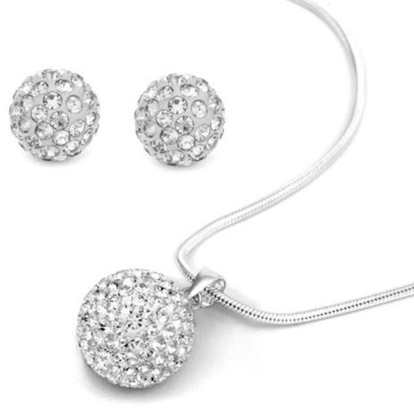 

new 10pcs/lot 10mm crystal clay disco bead rhinestone set necklace studs earrings drop jewelry set diy, Black