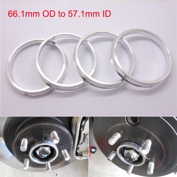 

4pcs brand new wheel hub centric rings 66.1mm od to 57.1mm id aluminium alloy